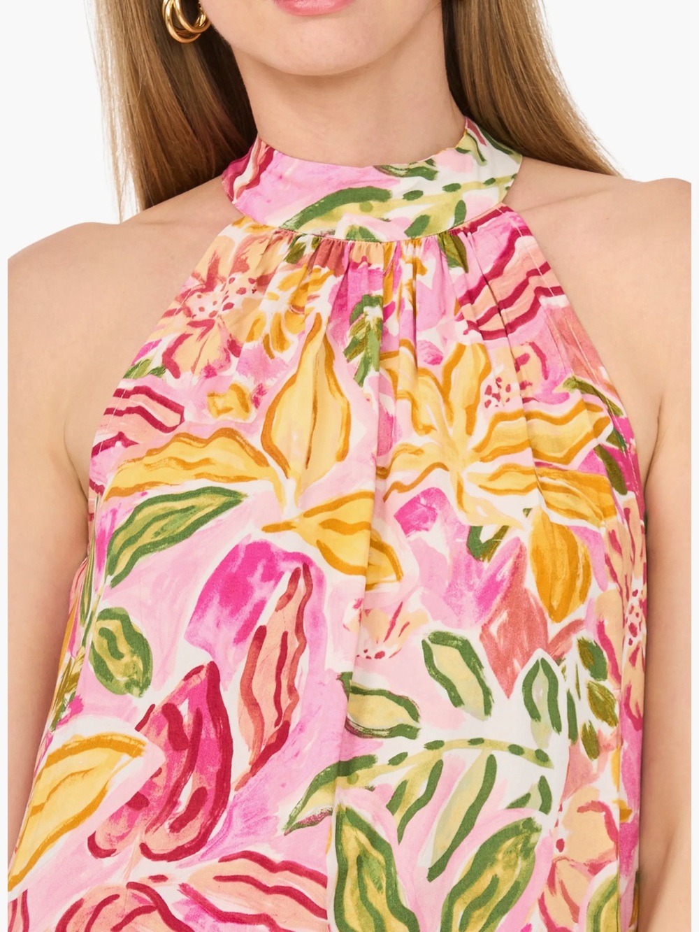 Vince Camuto Floral Challis Maxi Wedding Guest Flowy Dress Halter Tie XS - Picture 5 of 11